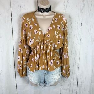 Boho yellow floral blouse